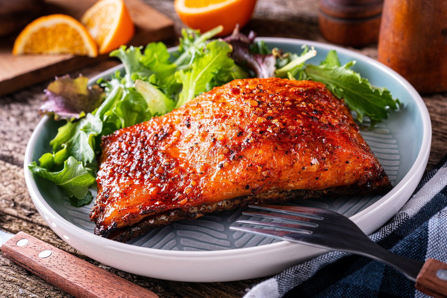 Orange and Ginger Glazed Planked Salmon